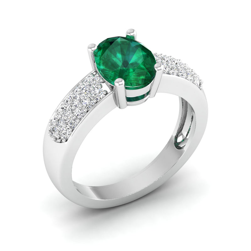 14K White Gold - Emerald