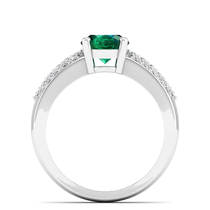 14K White Gold - Emerald