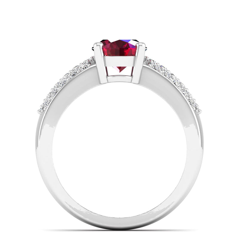 14K White Gold - Ruby