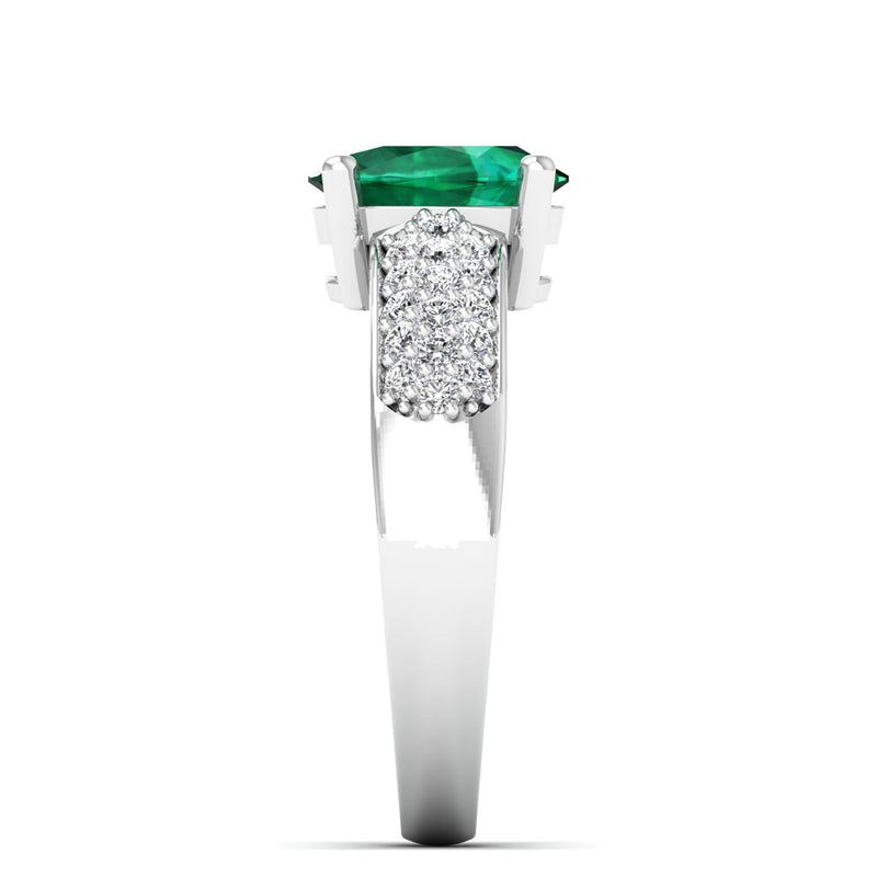 14K White Gold - Emerald