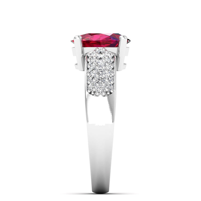 14K White Gold - Ruby