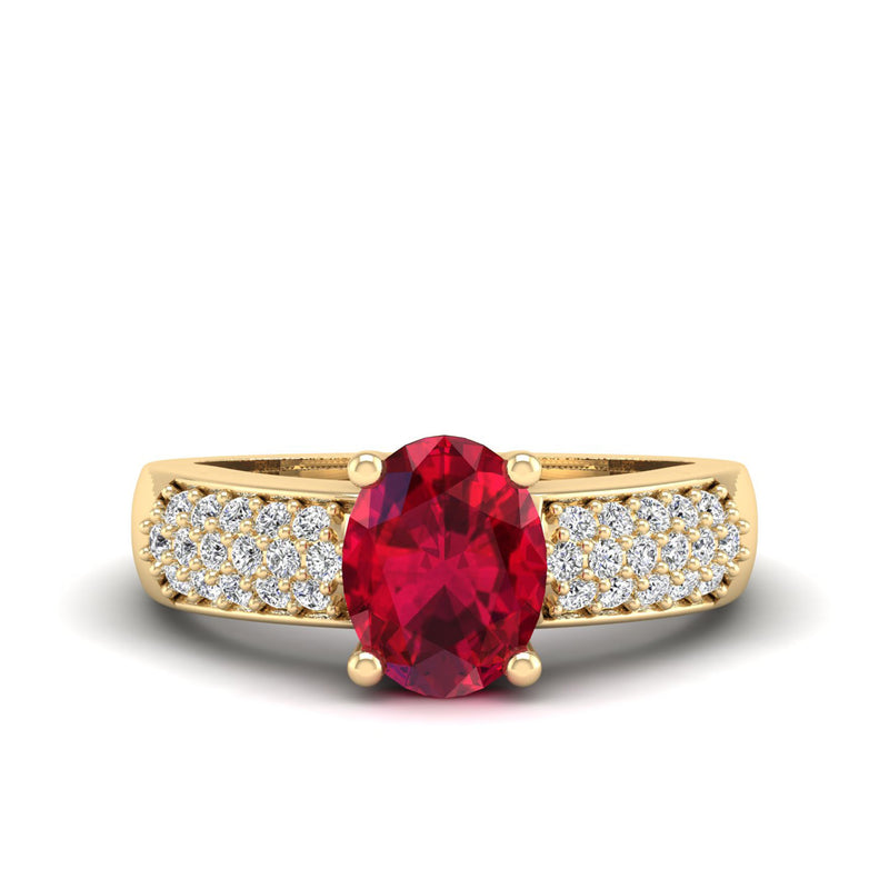14K Yellow Gold - Ruby