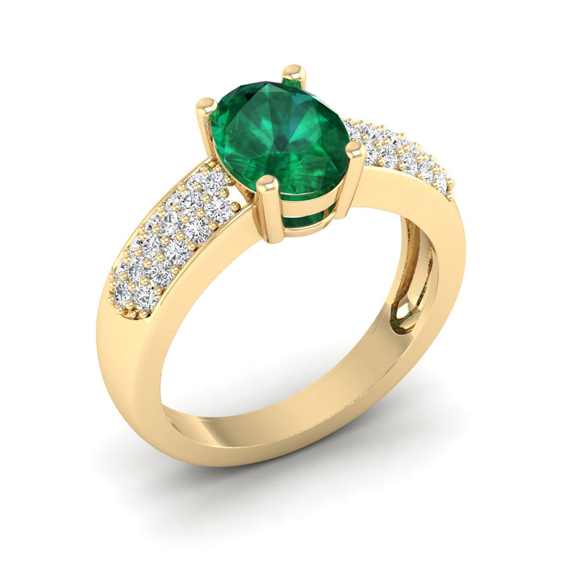 14K Yellow Gold - Emerald