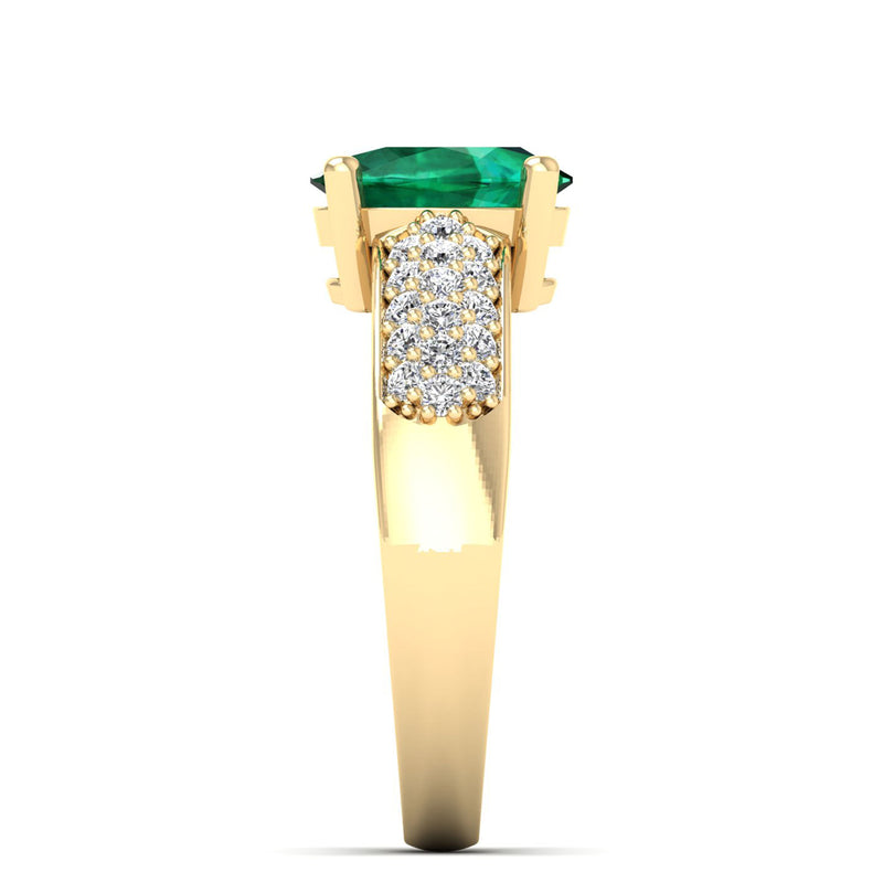 14K Yellow Gold - Emerald
