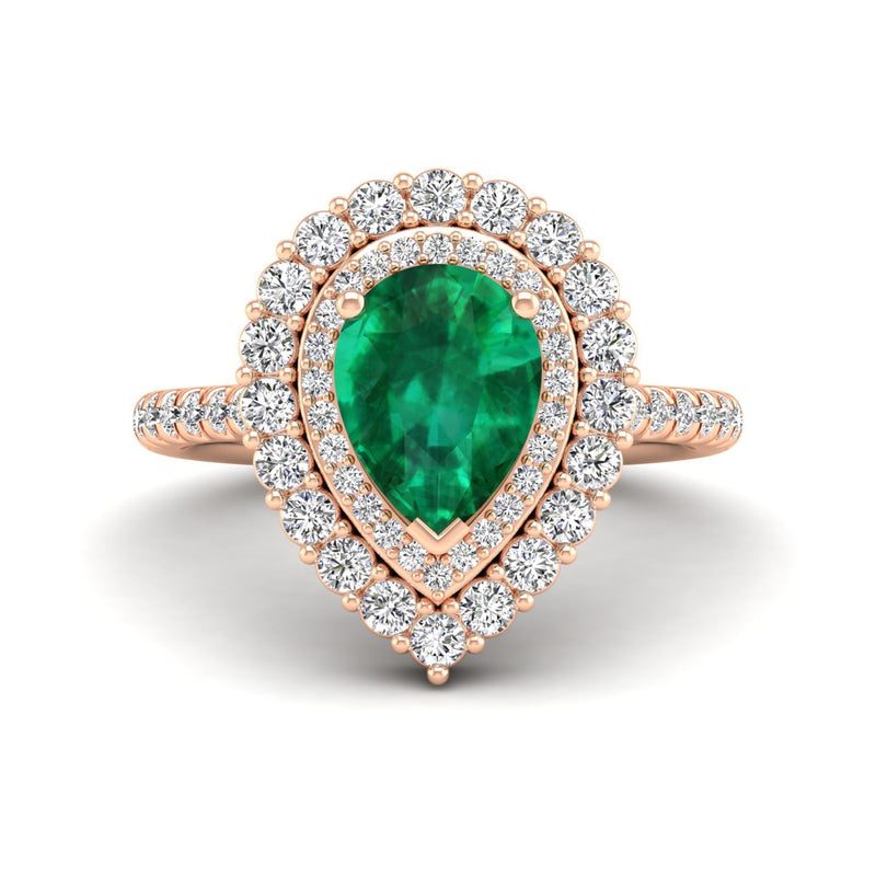 14K Rose Gold - Emerald