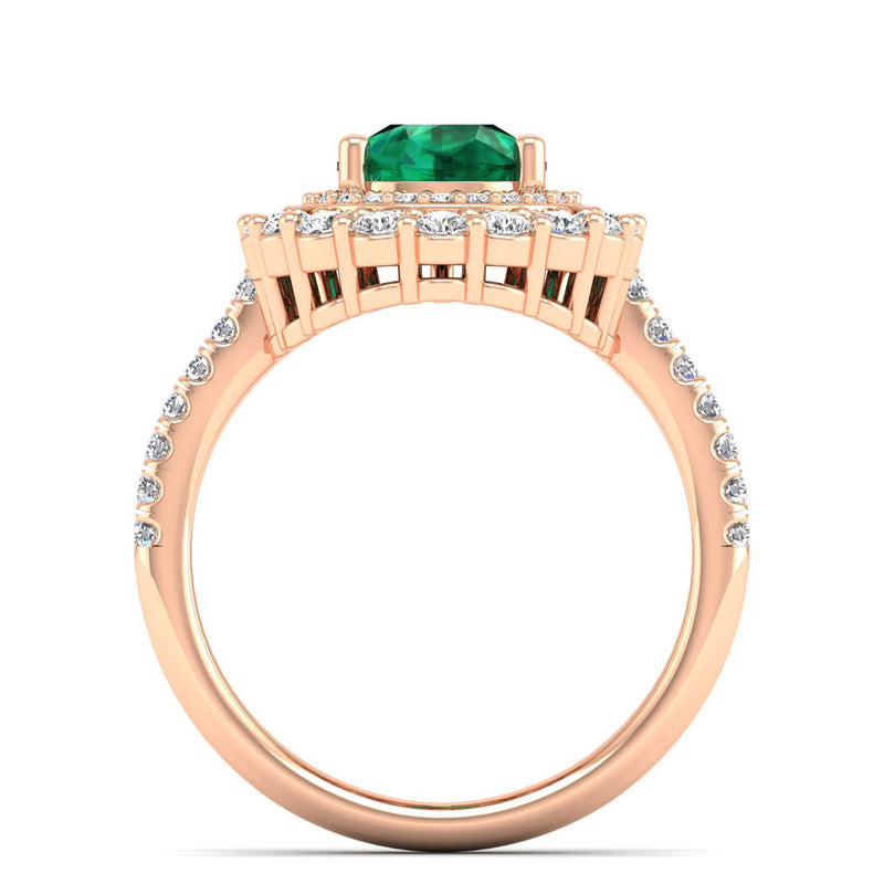14K Rose Gold - Emerald