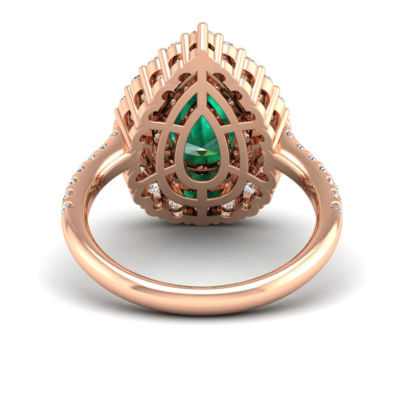14K Rose Gold - Emerald