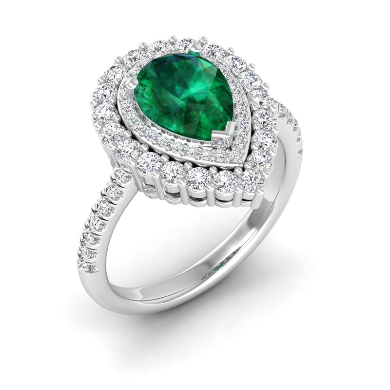 14K White Gold - Emerald