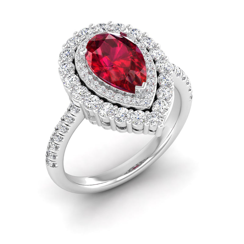 14K White Gold - Ruby