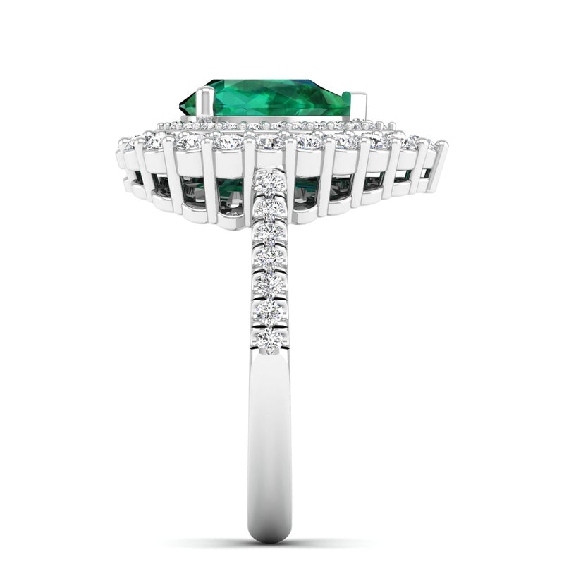14K White Gold - Emerald