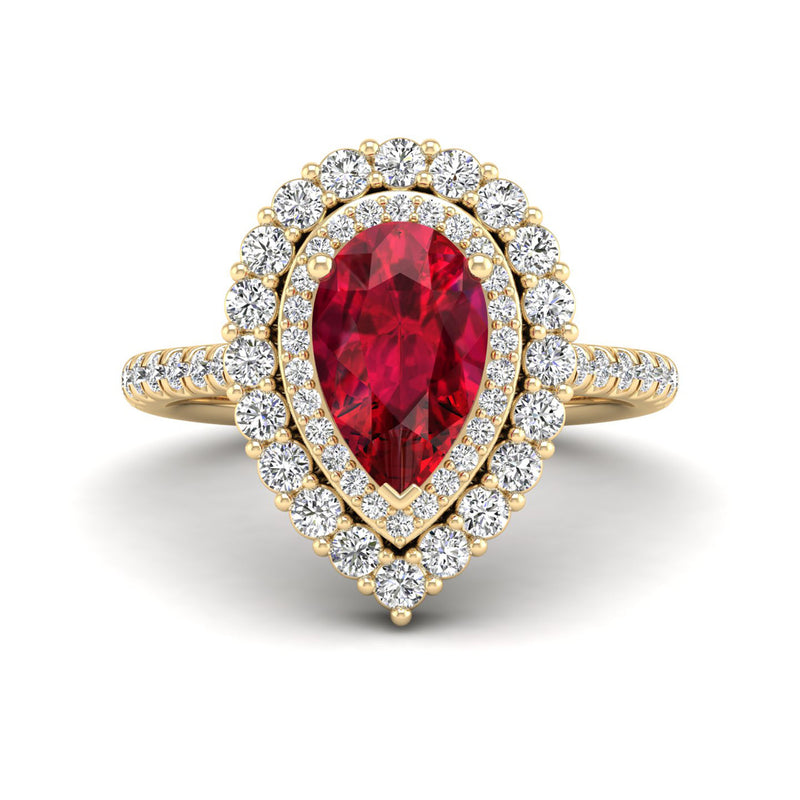 14K Yellow Gold - Ruby
