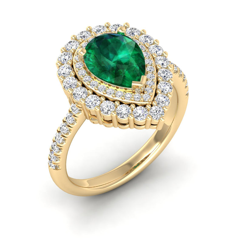 14K Yellow Gold - Emerald