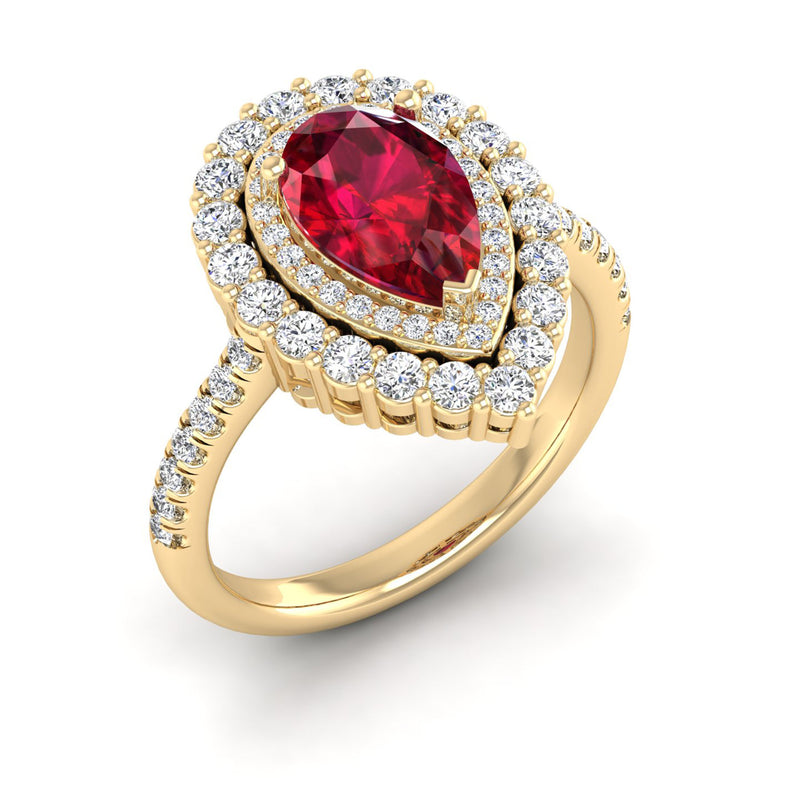 14K Yellow Gold - Ruby