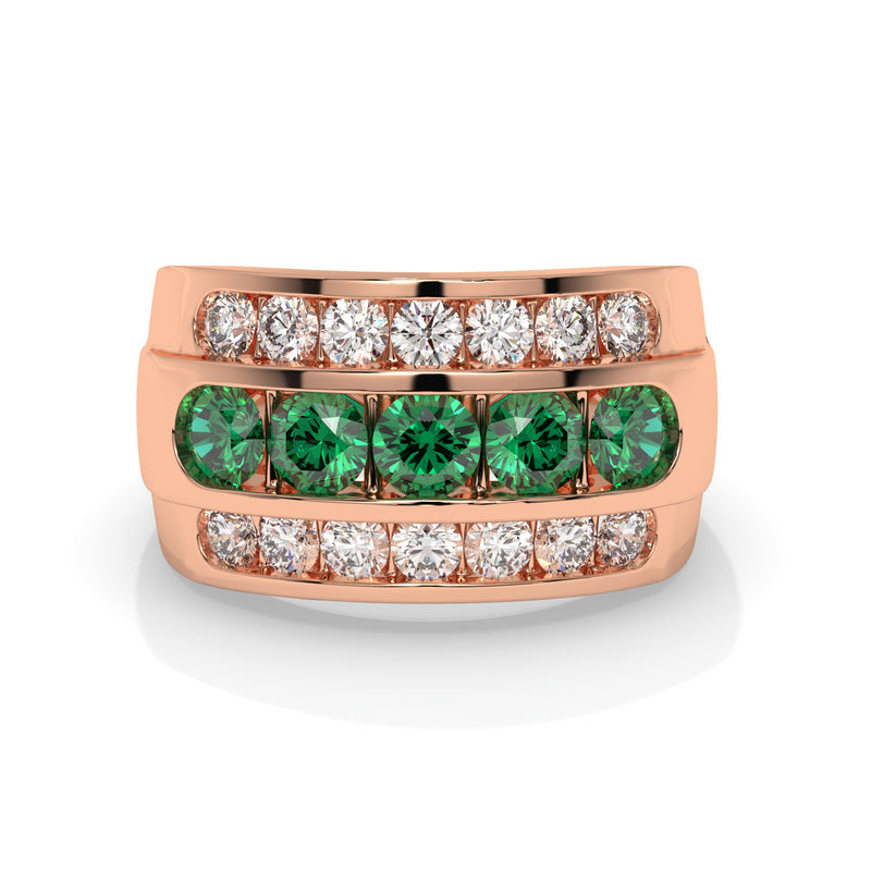 14K Rose Gold - Emerald
