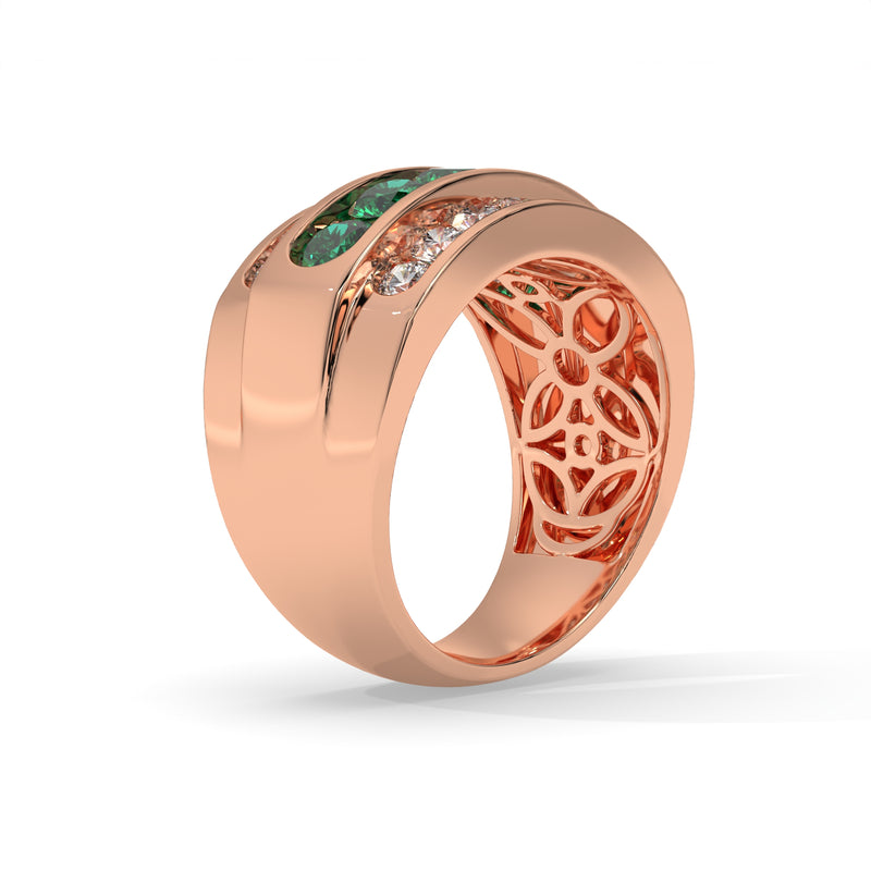 14K Rose Gold - Emerald