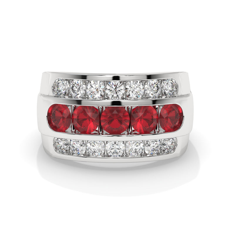 14K White Gold - Ruby