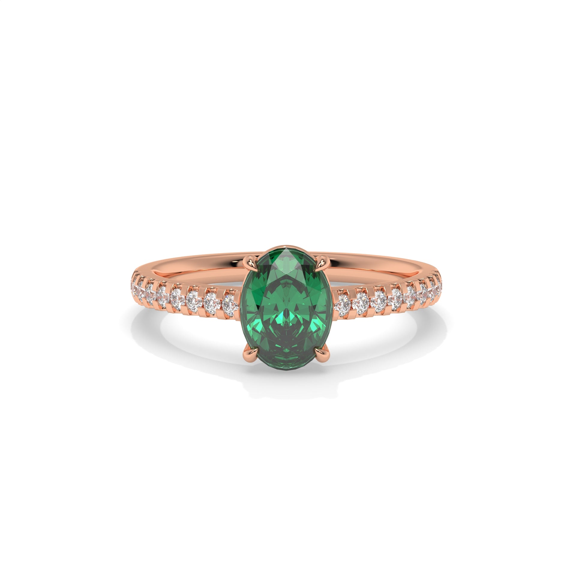14K Rose Gold - Emerald