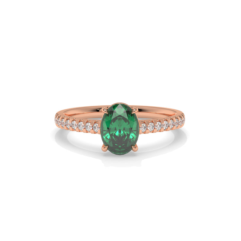 14K Rose Gold - Emerald