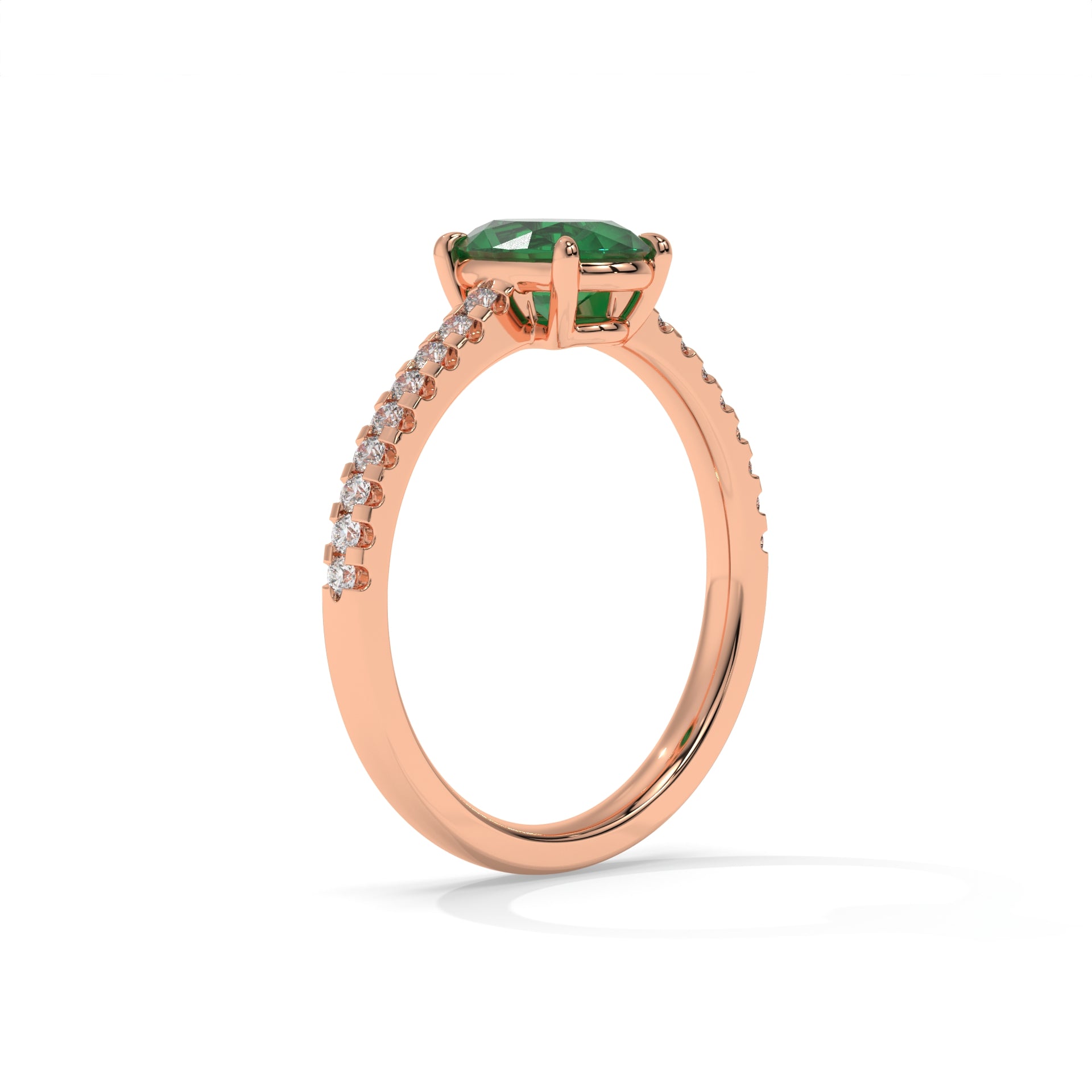 14K Rose Gold - Emerald
