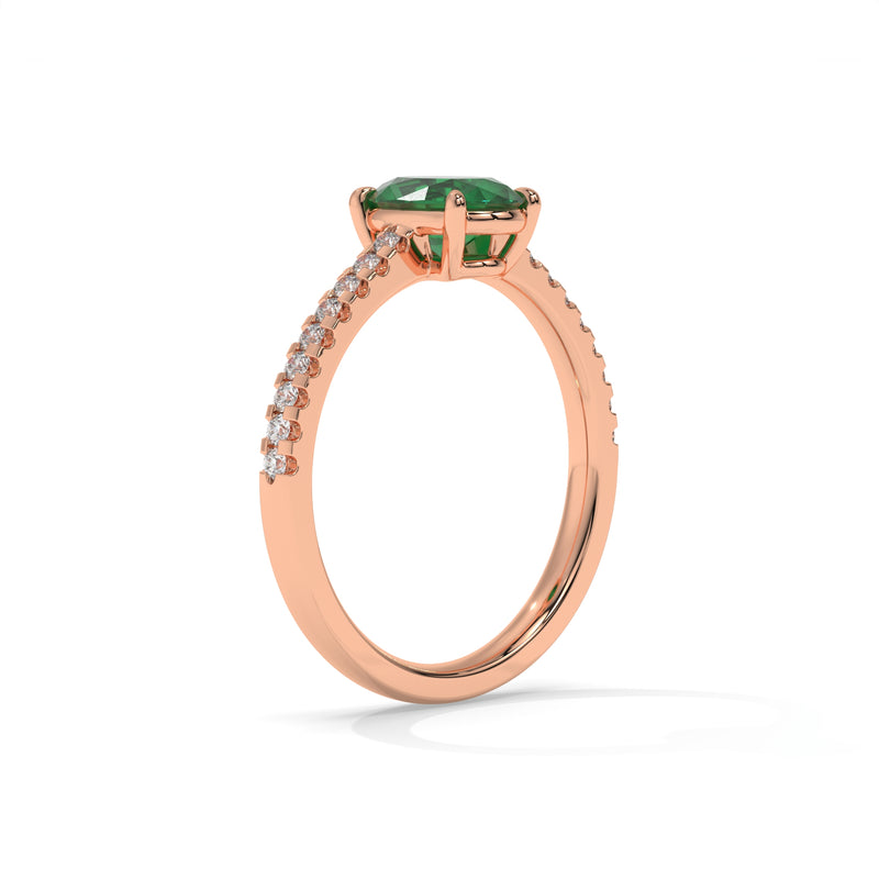 14K Rose Gold - Emerald