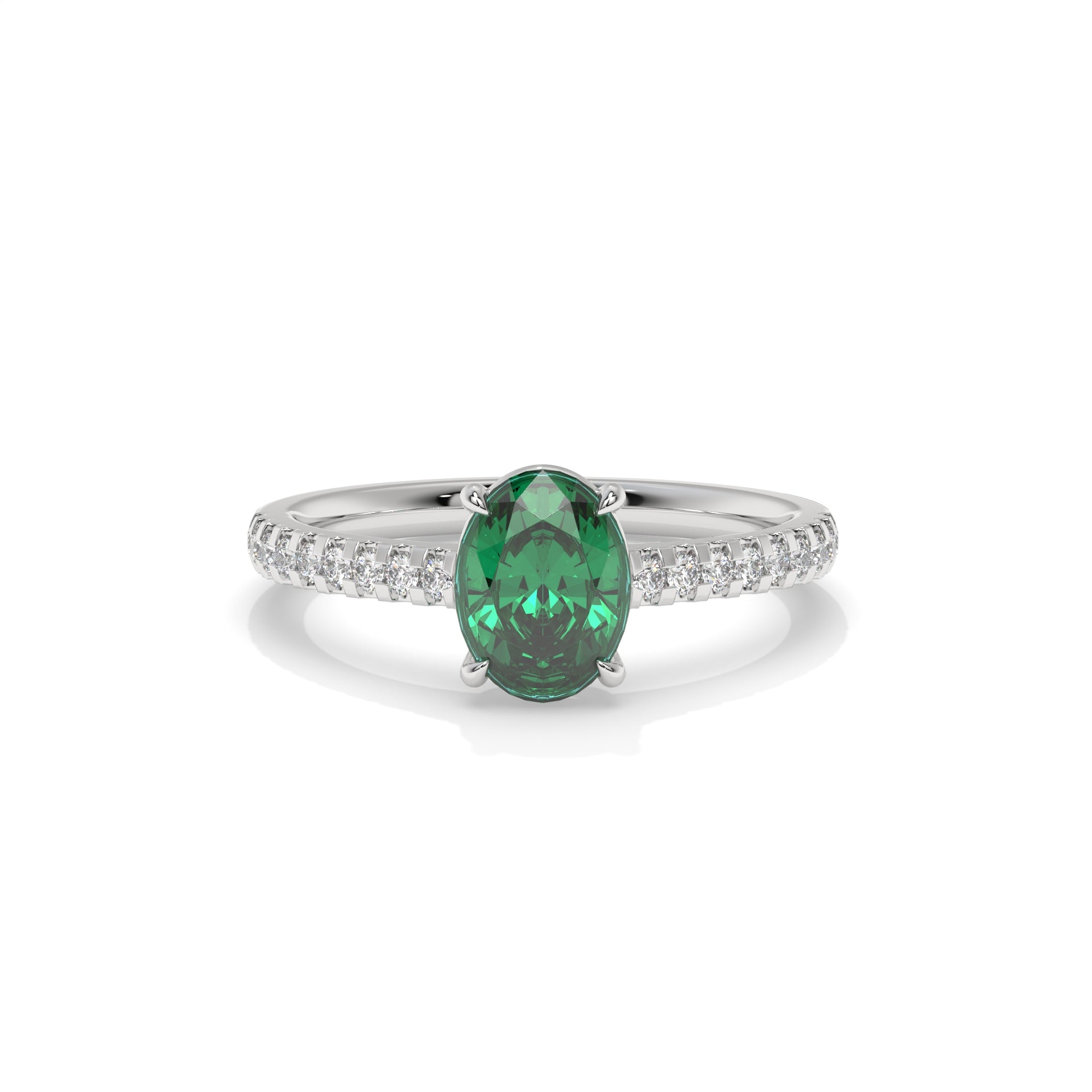 14K White Gold - Emerald