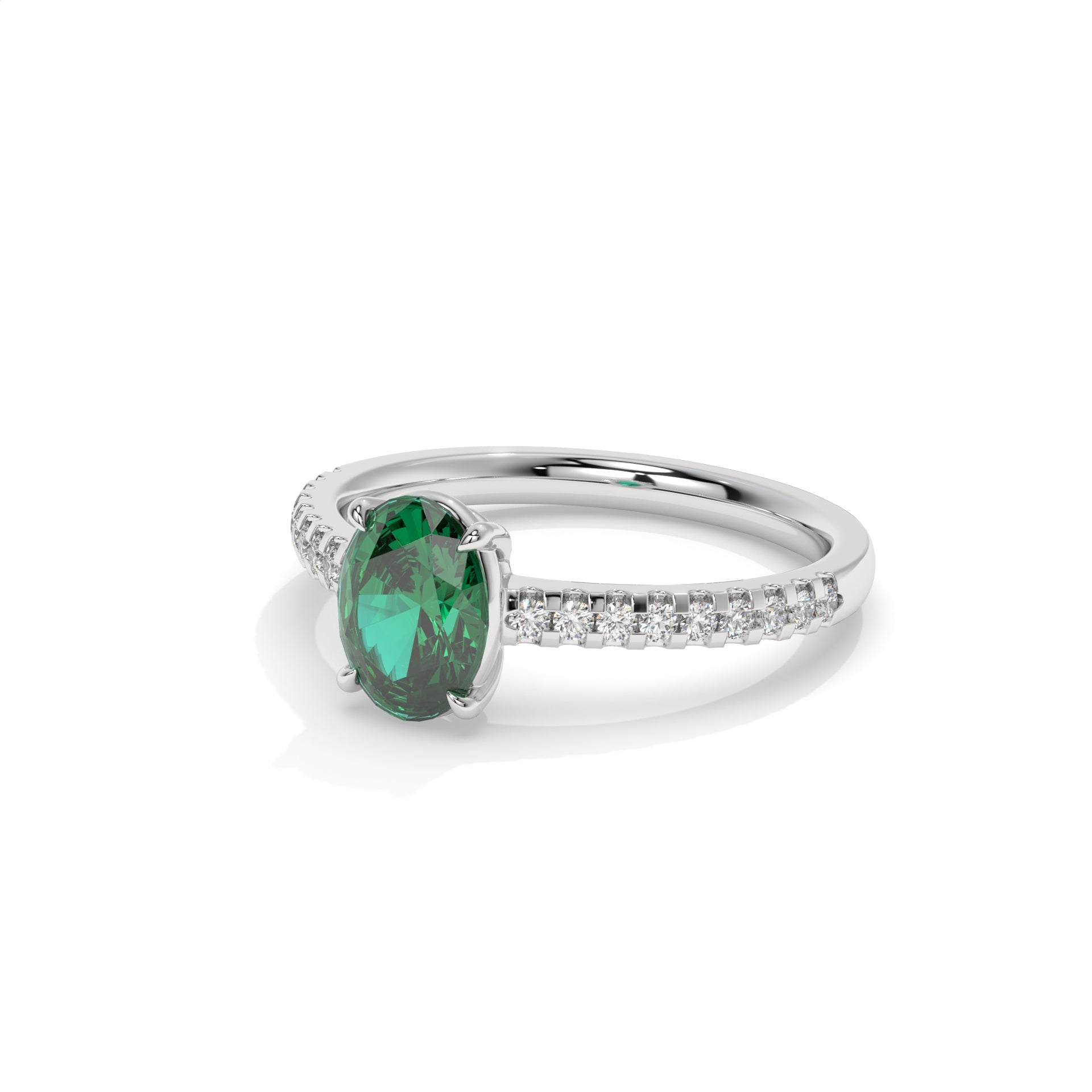 14K White Gold - Emerald