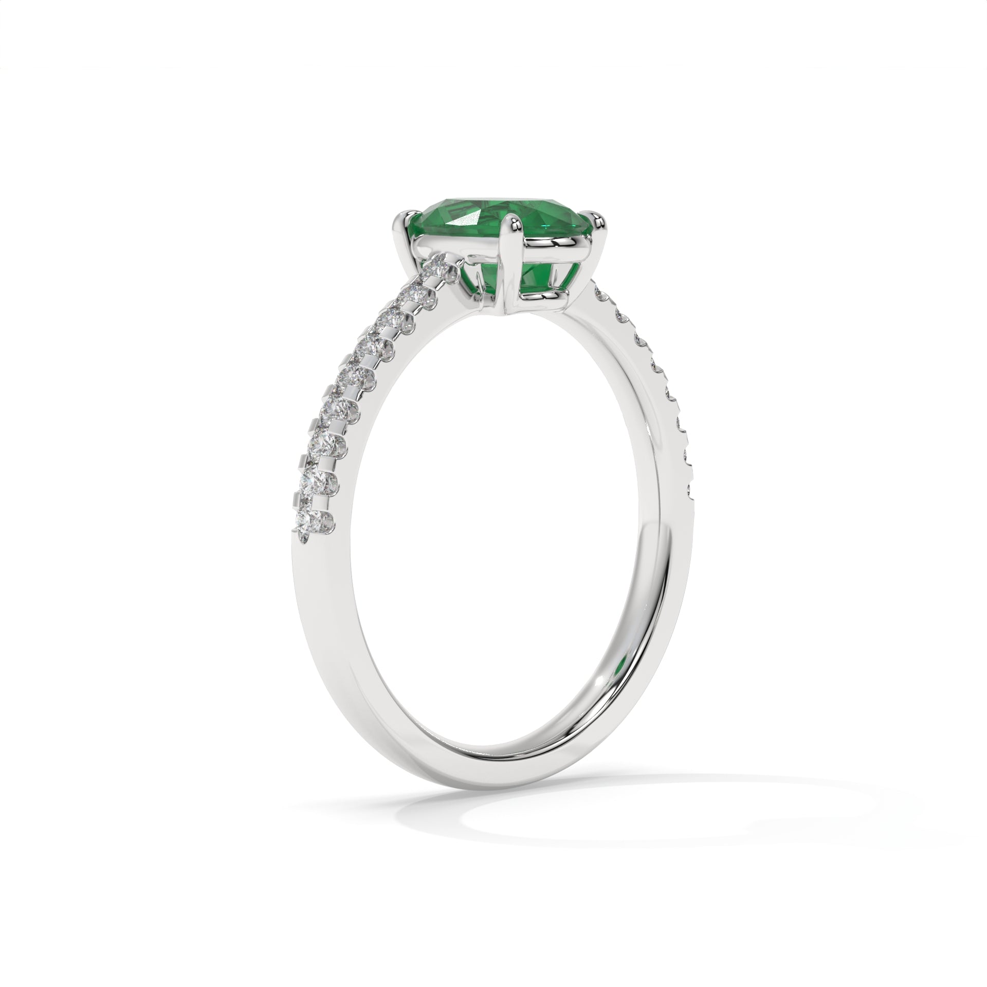 14K White Gold - Emerald
