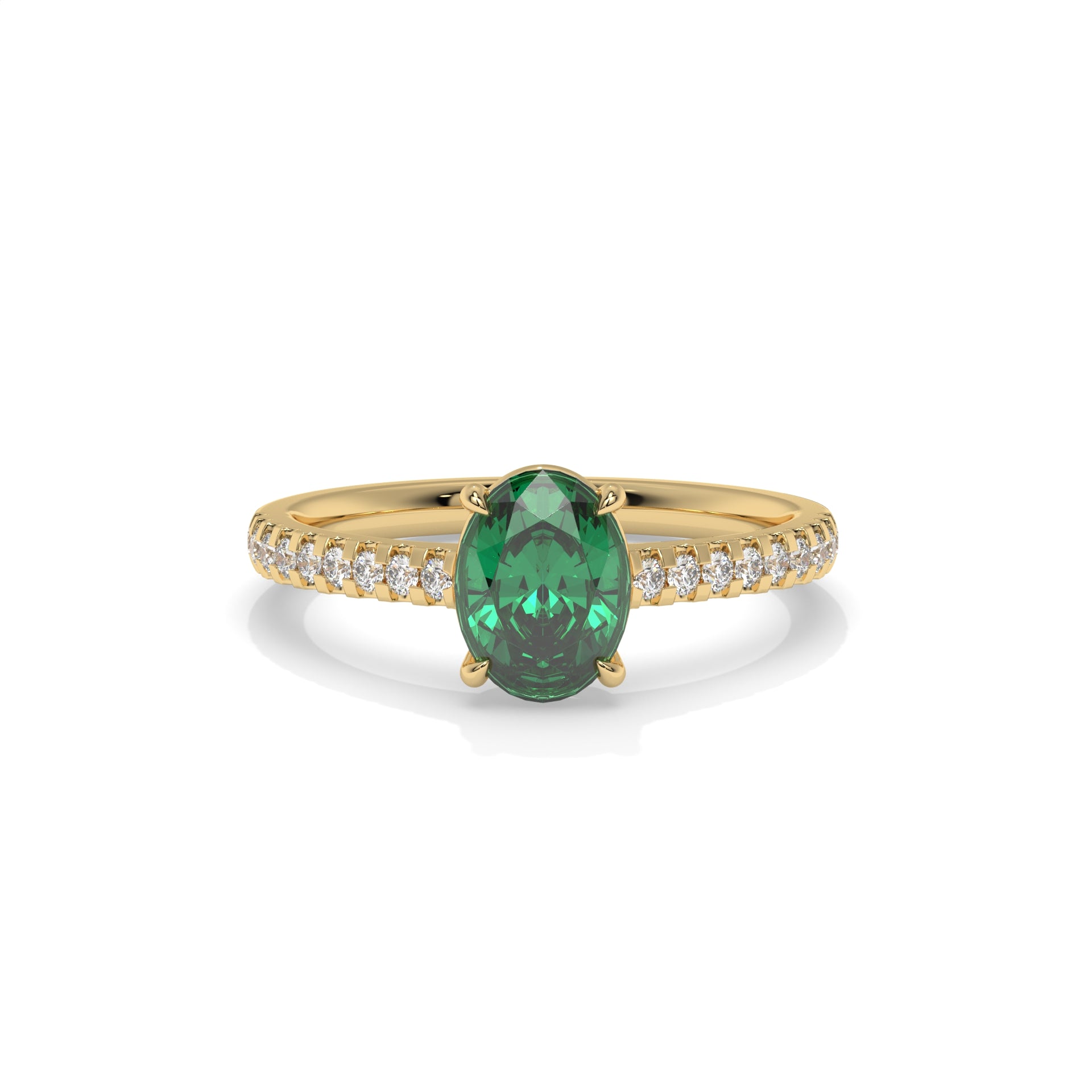14K Yellow Gold - Emerald