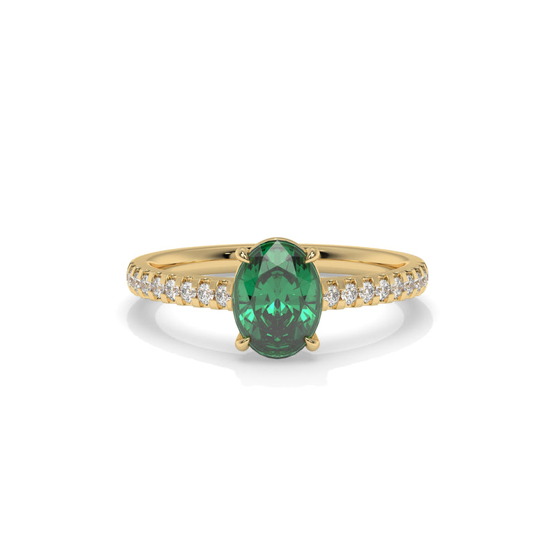 14K Yellow Gold - Emerald