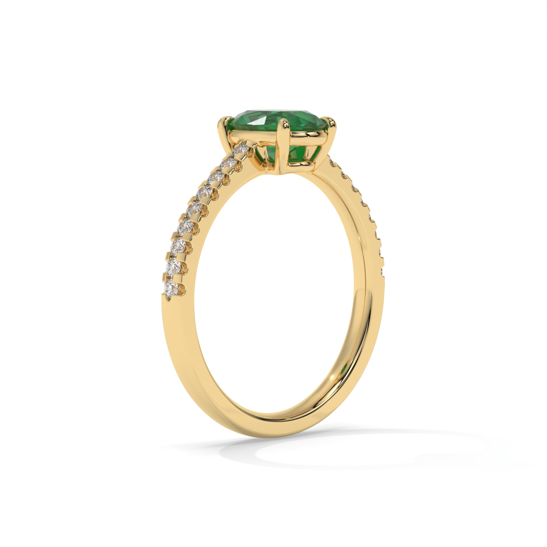 14K Yellow Gold - Emerald