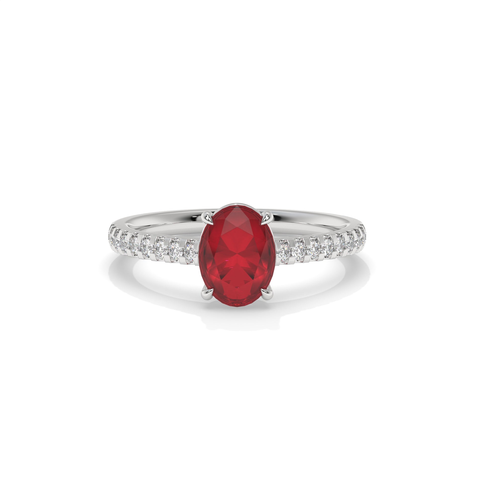 14K White Gold - Ruby