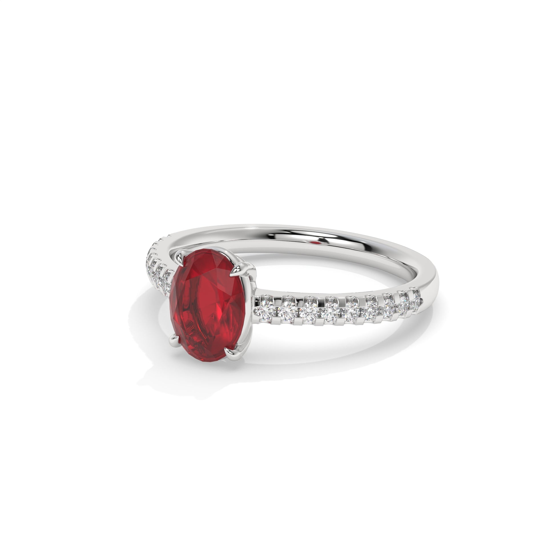 14K White Gold - Ruby