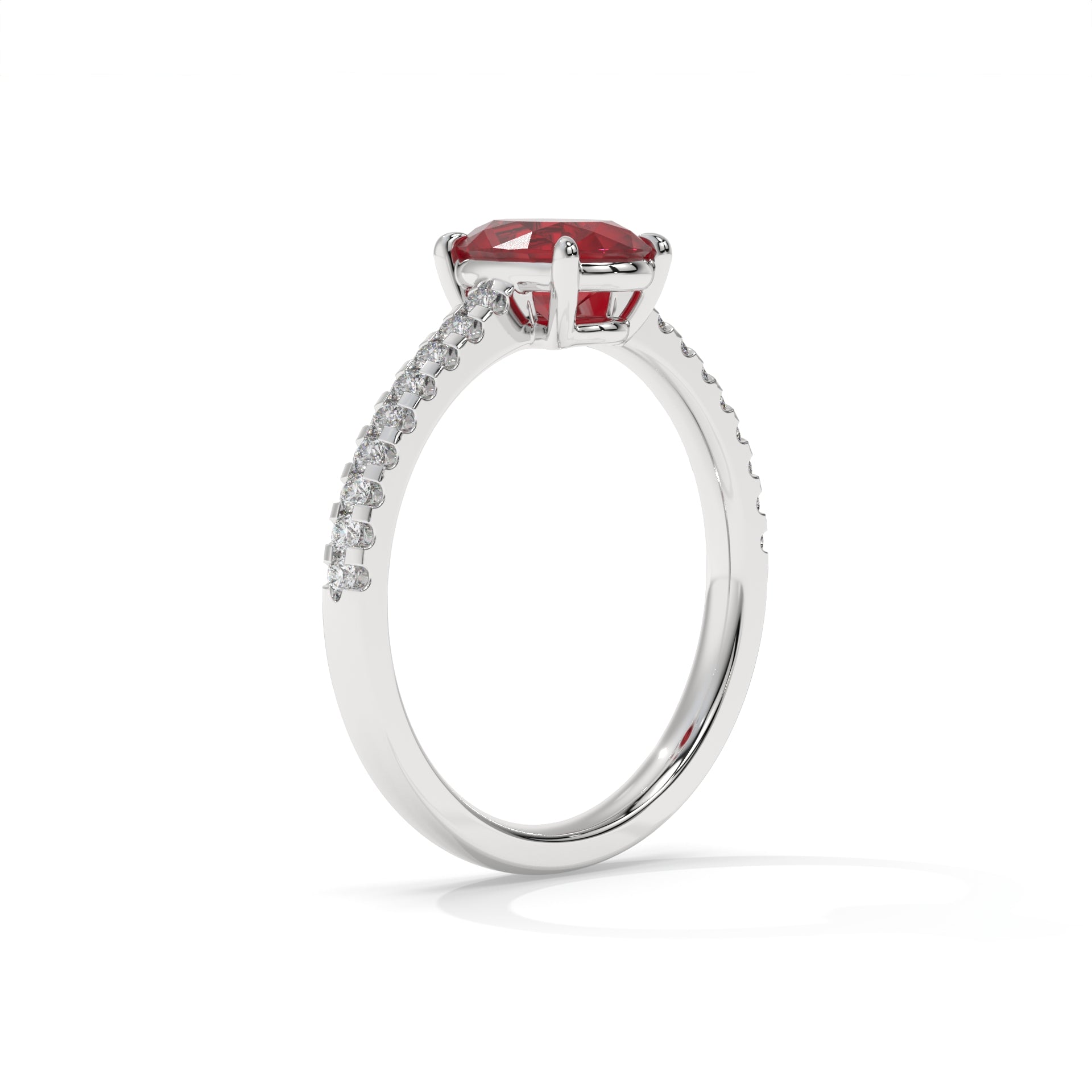 14K White Gold - Ruby
