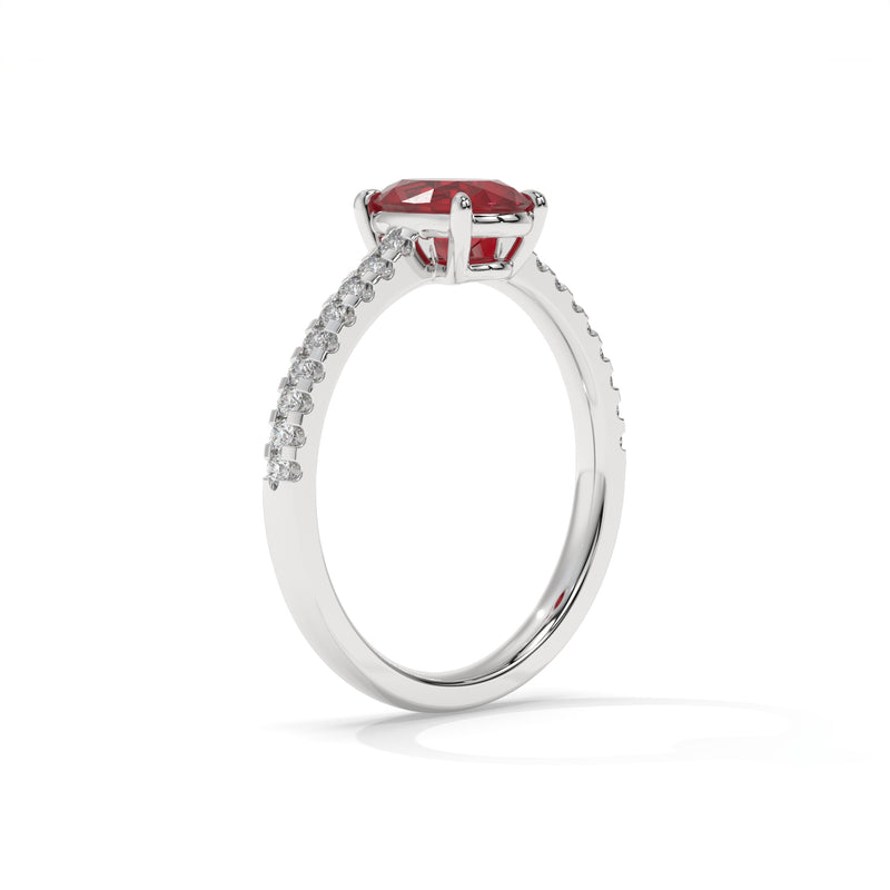 14K White Gold - Ruby