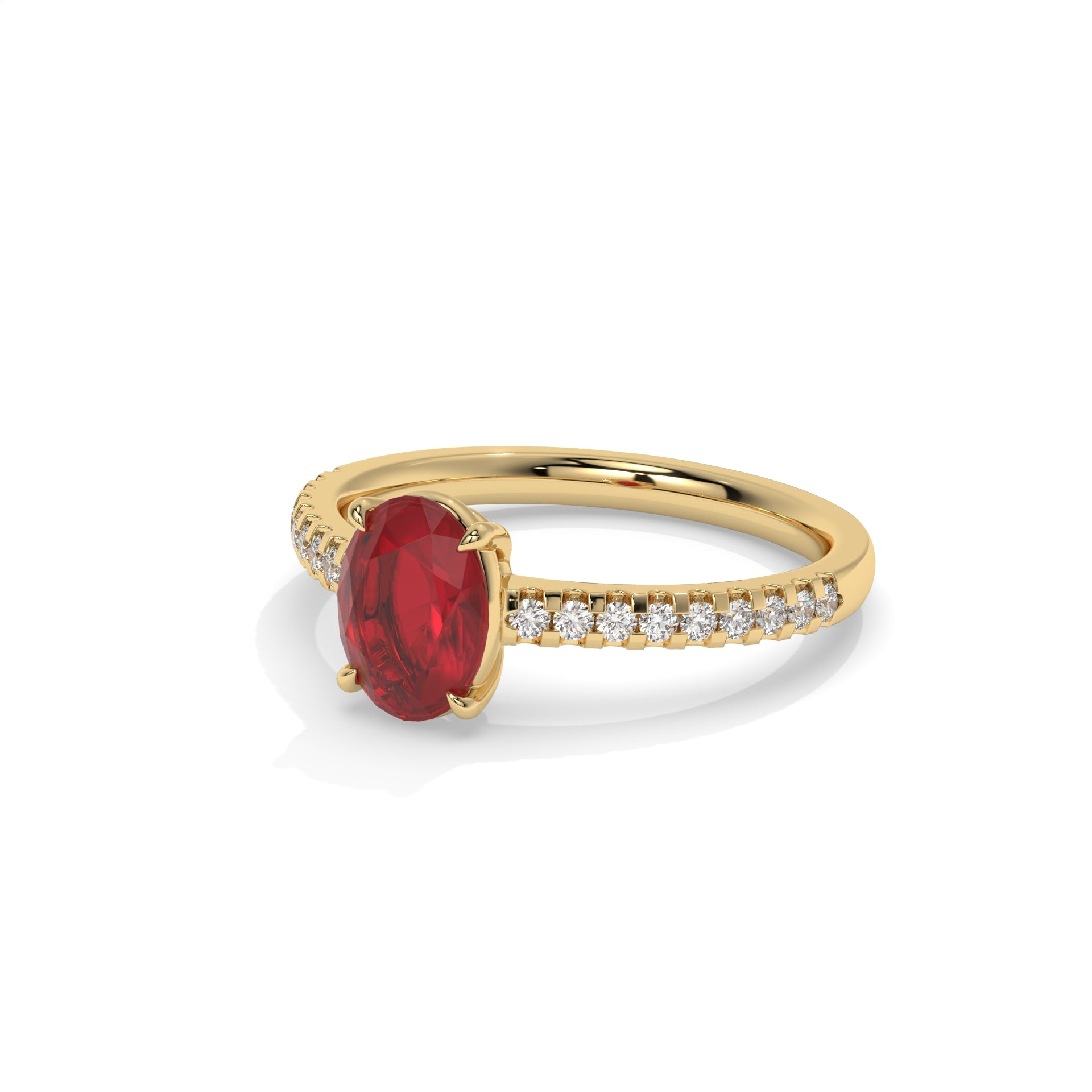 14K Yellow Gold - Ruby
