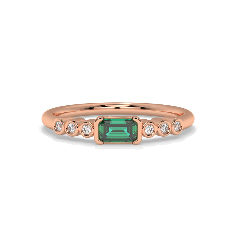 14K Rose Gold - Emerald