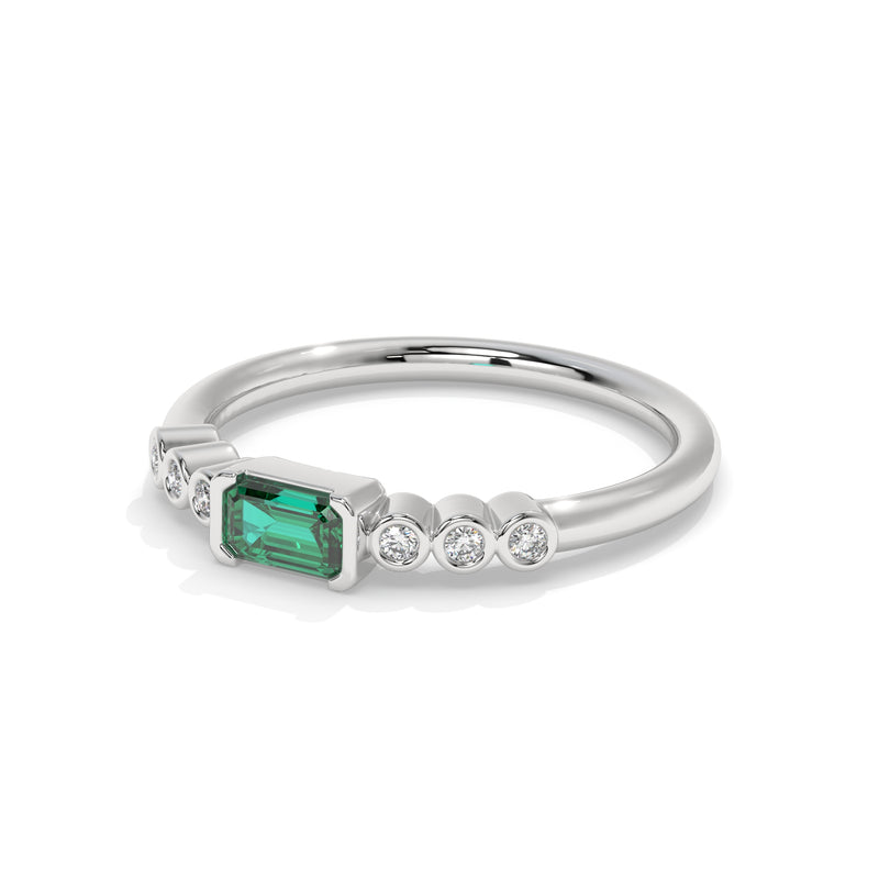 14K White Gold - Emerald