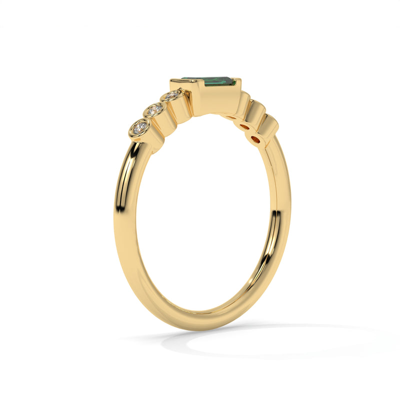 14K Yellow Gold - Emerald
