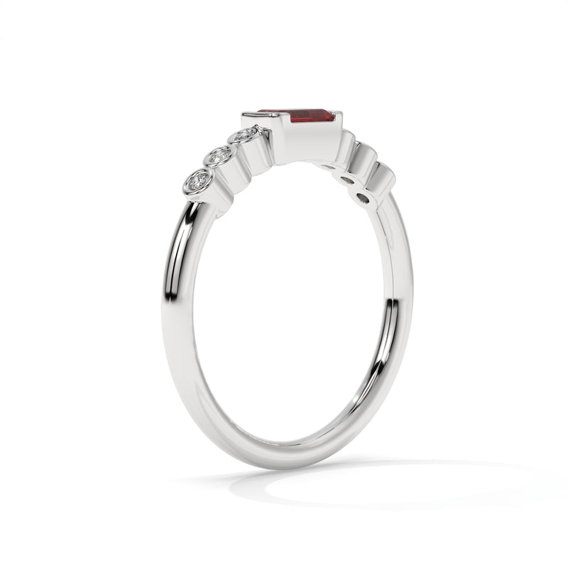 14K White Gold - Ruby