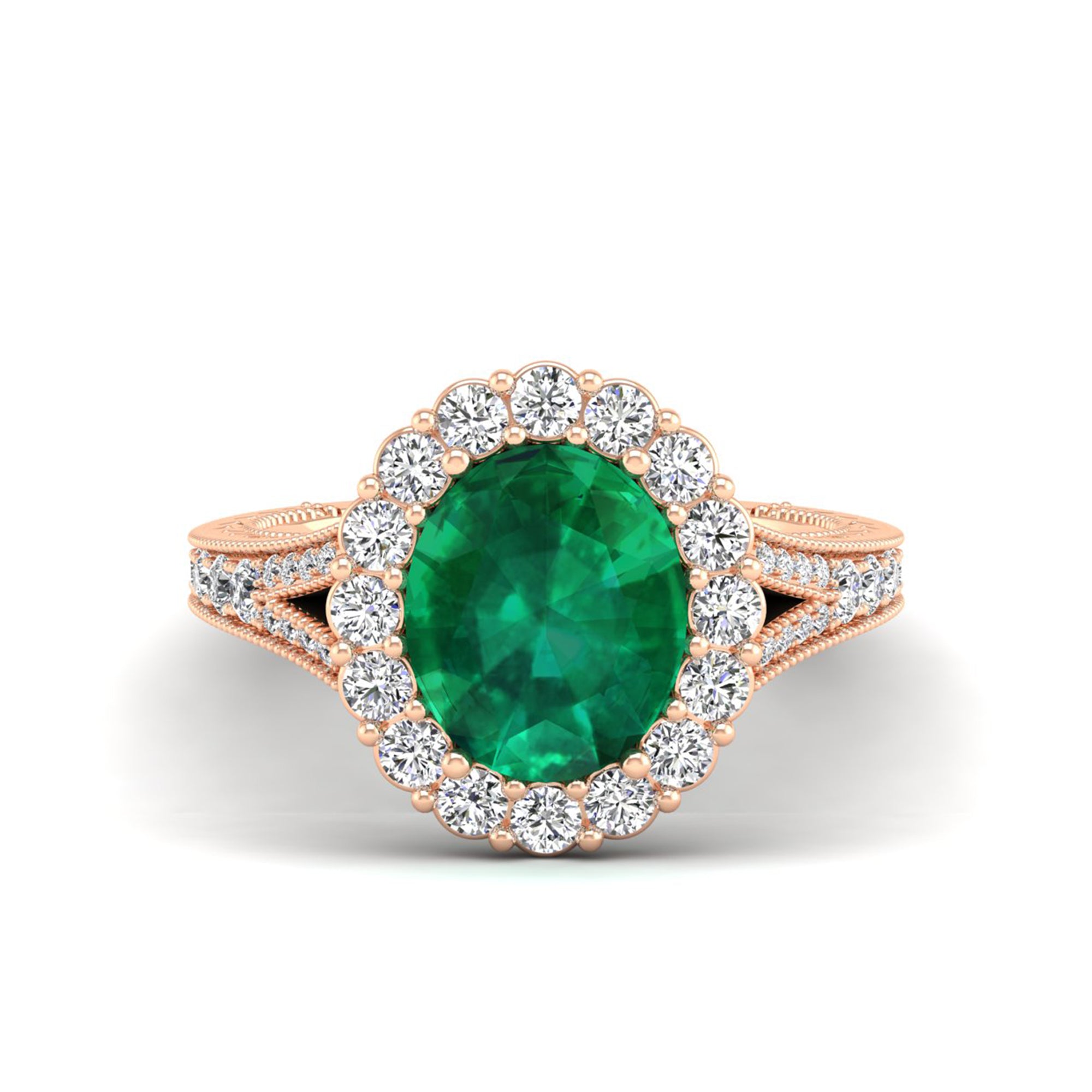 14K Rose Gold - Emerald