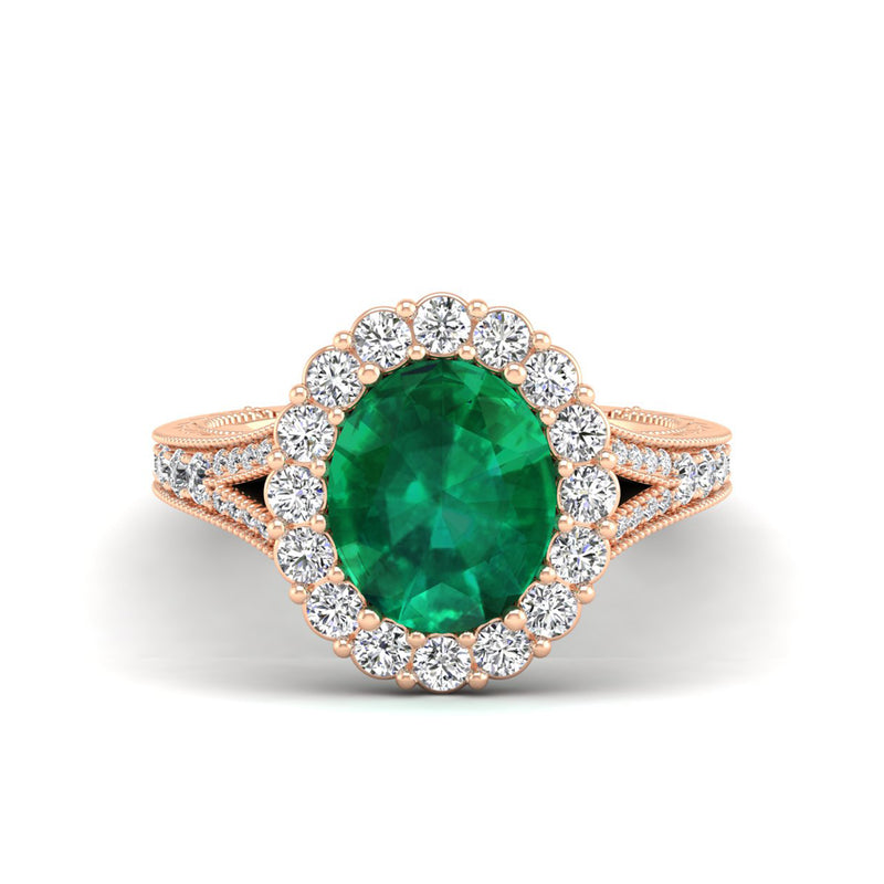 14K Rose Gold - Emerald