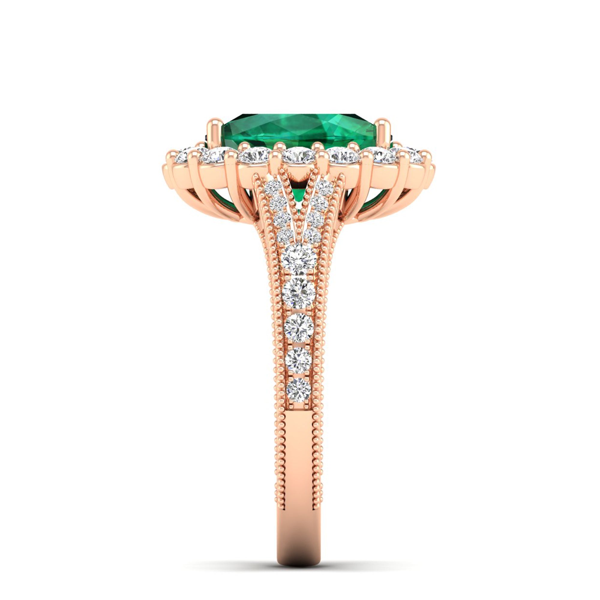 14K Rose Gold - Emerald