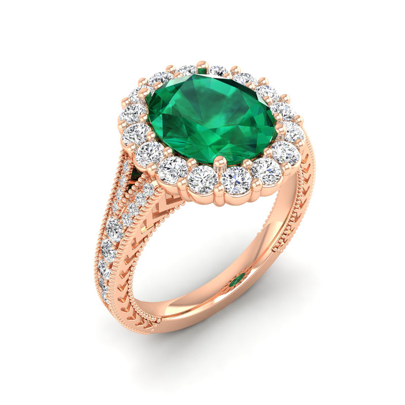 14K Rose Gold - Emerald