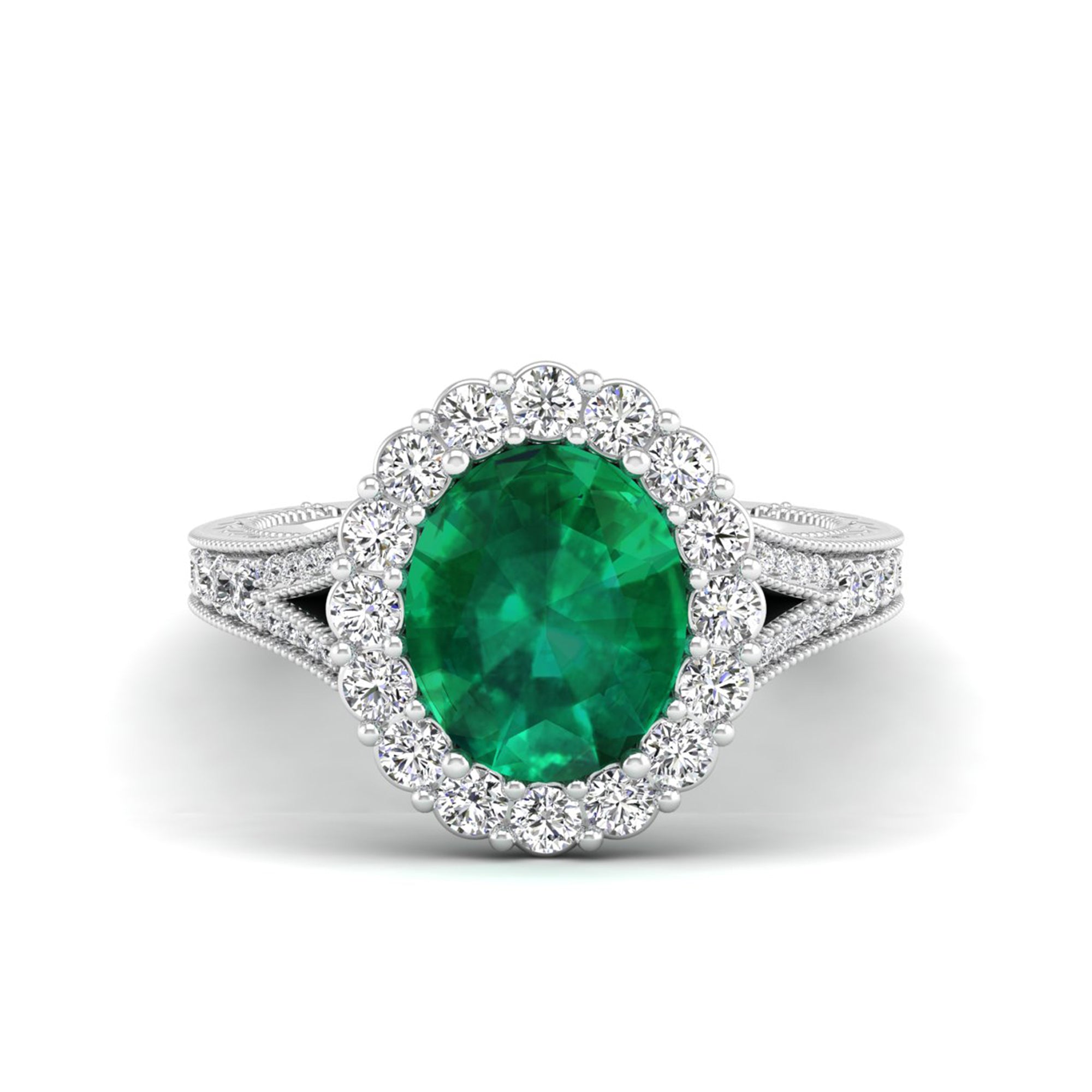 14K White Gold - Emerald