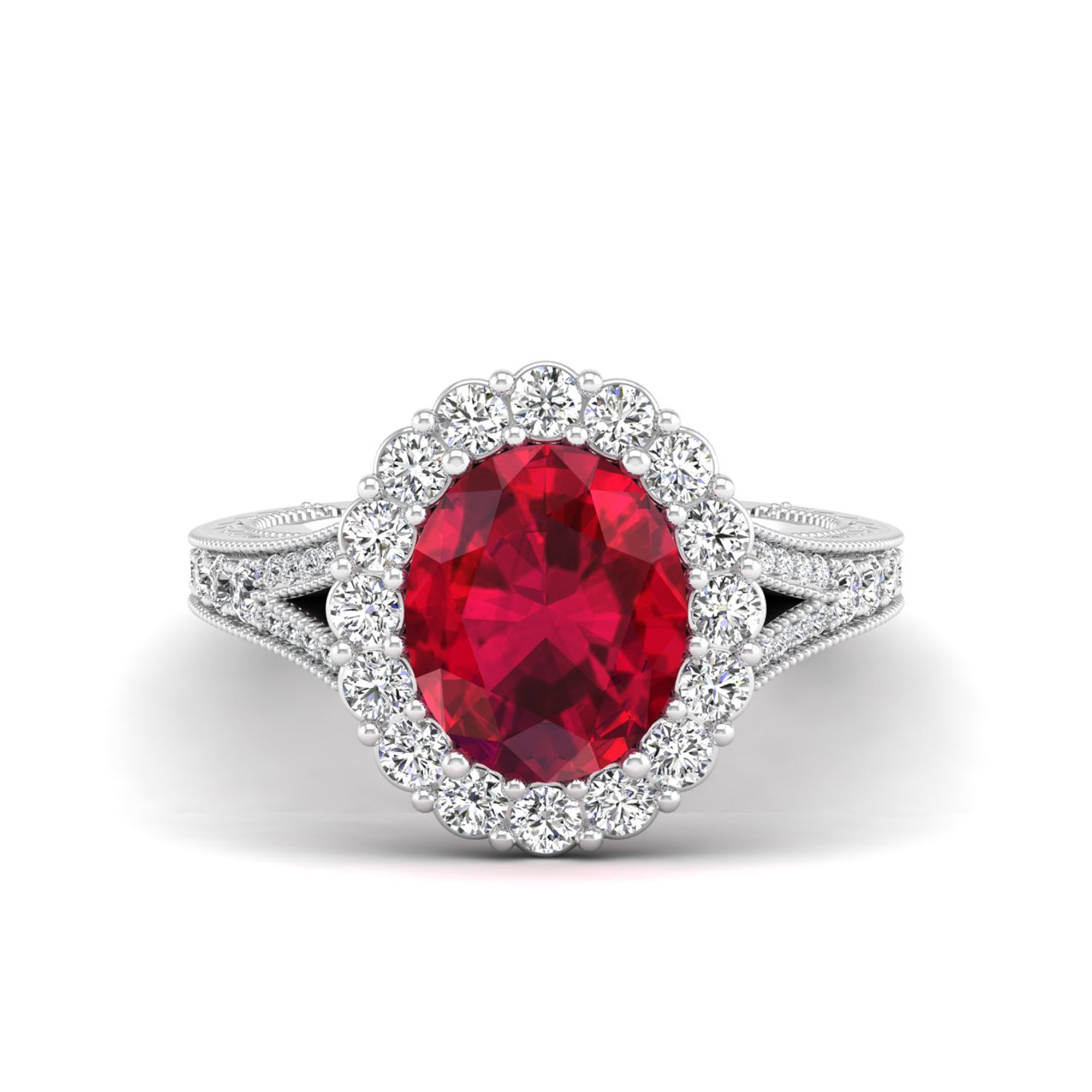 14K White Gold - Ruby