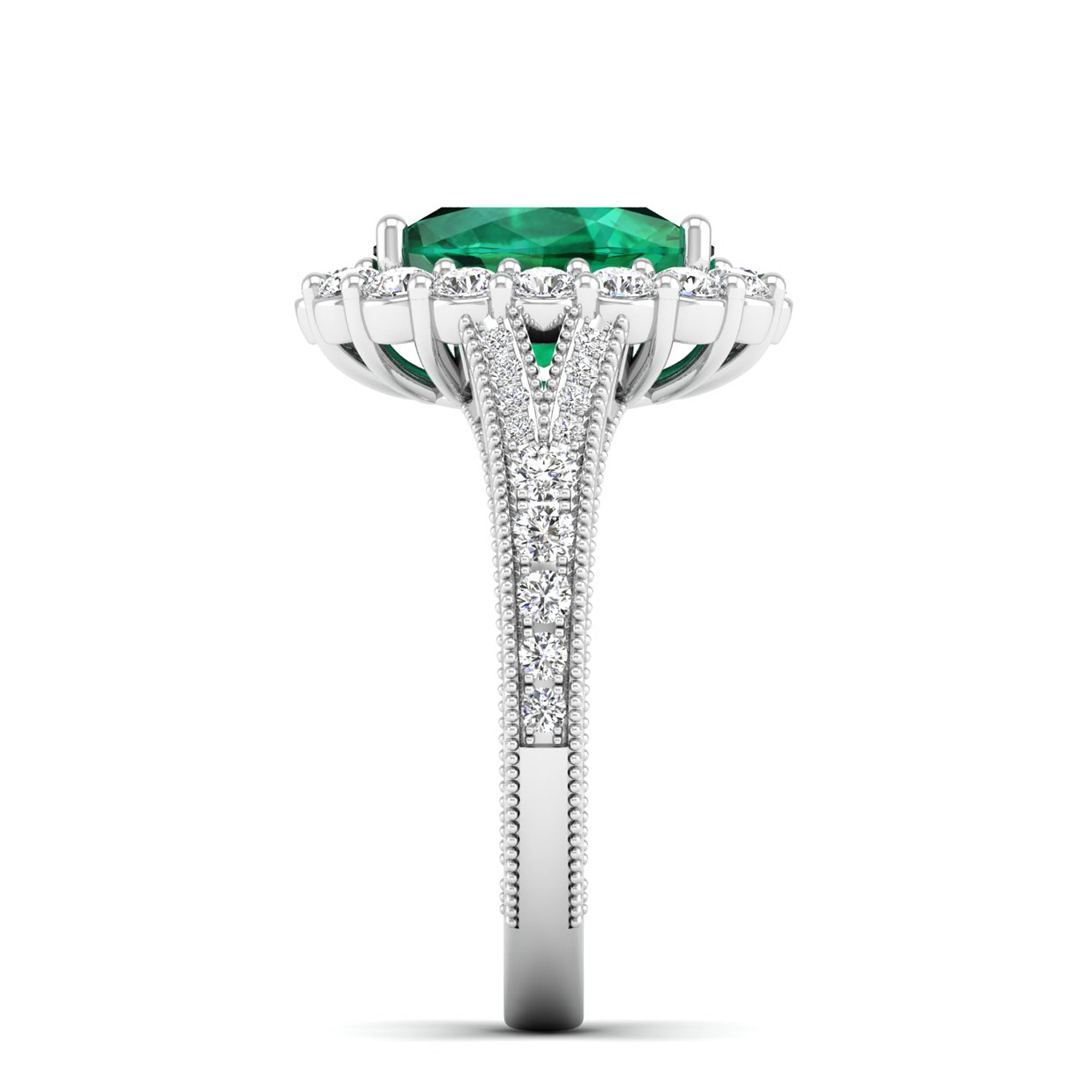 14K White Gold - Emerald
