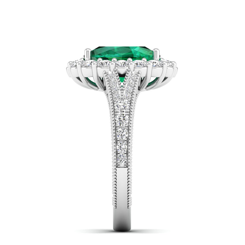 14K White Gold - Emerald