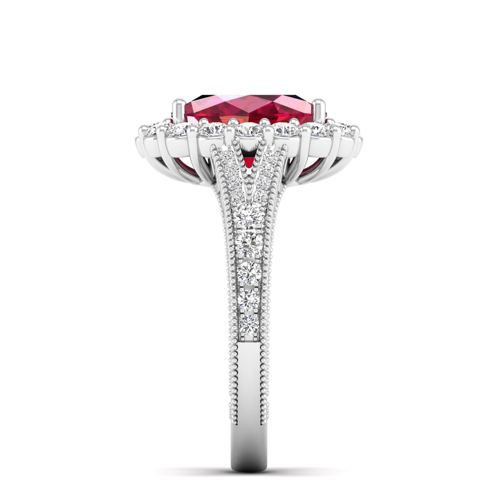 14K White Gold - Ruby