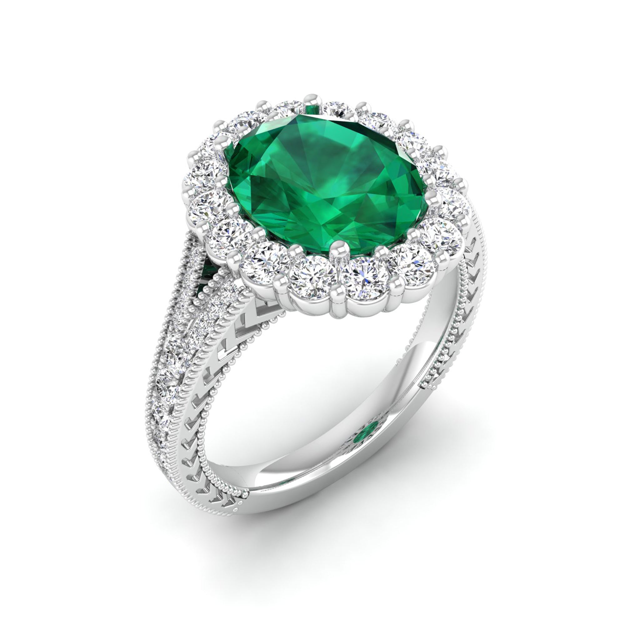 14K White Gold - Emerald