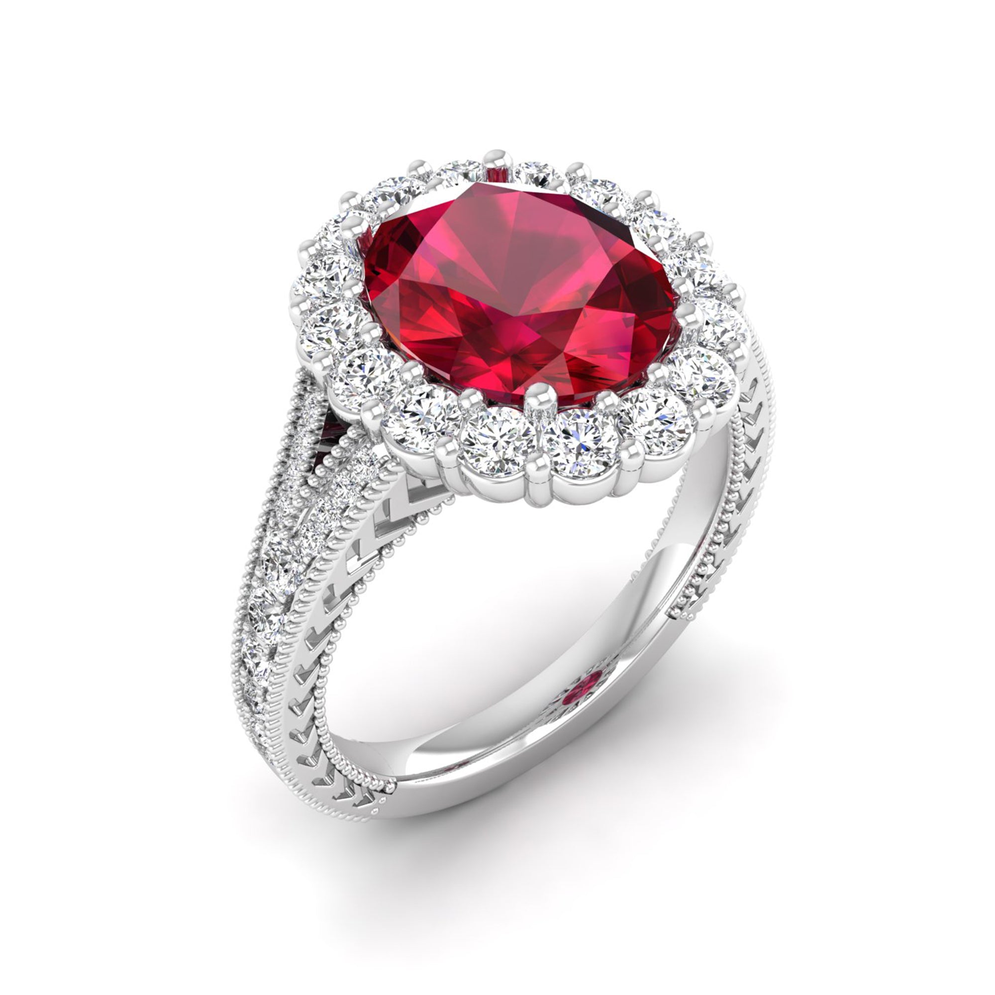 14K White Gold - Ruby